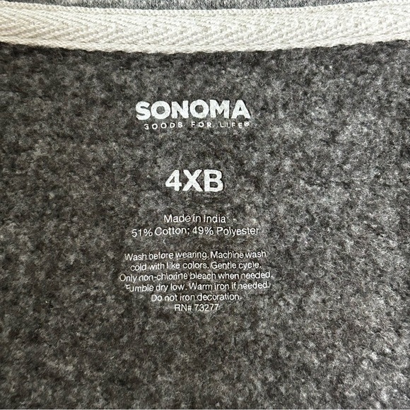 Big And Tall Sonoma Quarter Zip Pull Over Sweatshirt 4XB Crew neck Long Sleeve - Picture 2 of 5